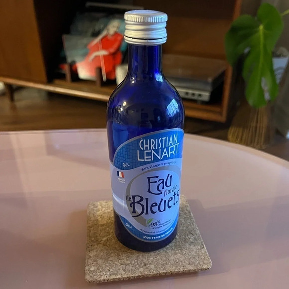 Vintage Blue Glass Bottle Empty - Picture 2 of 2